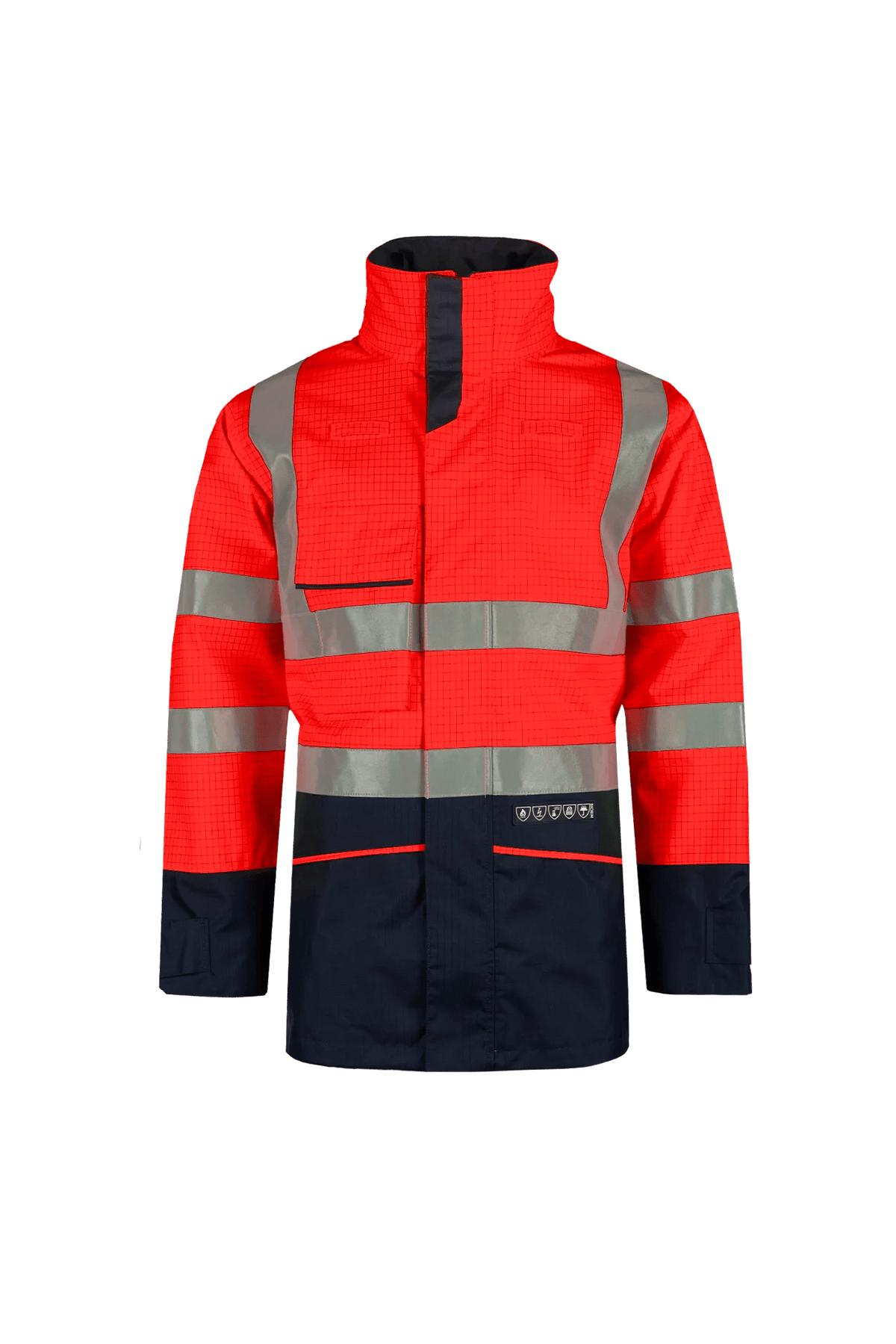Sioen PRO Hedland in High-vis red/Navy blue, front view
