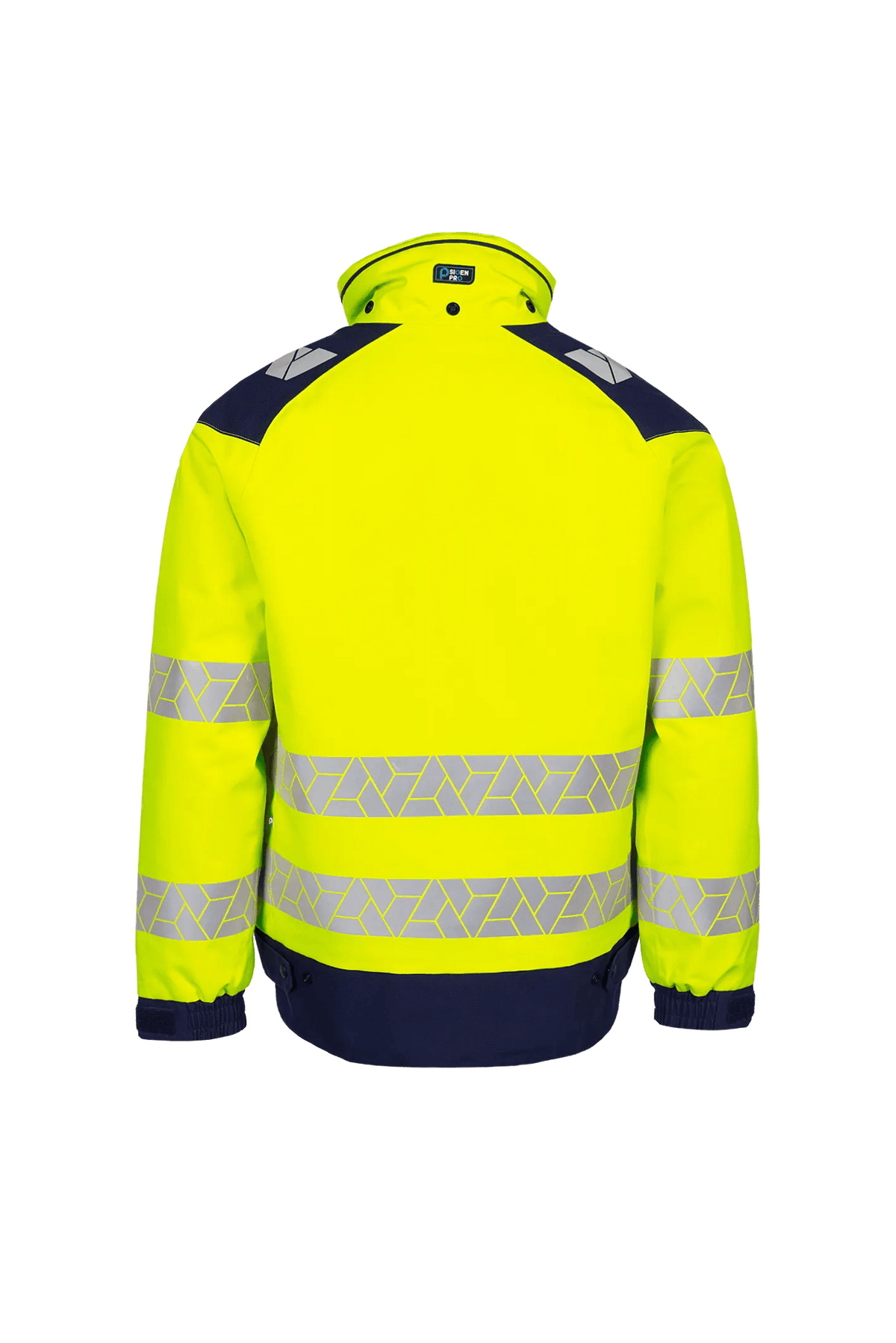 Sioen PRO Berlox in High-vis yellow/Navy blue, back view