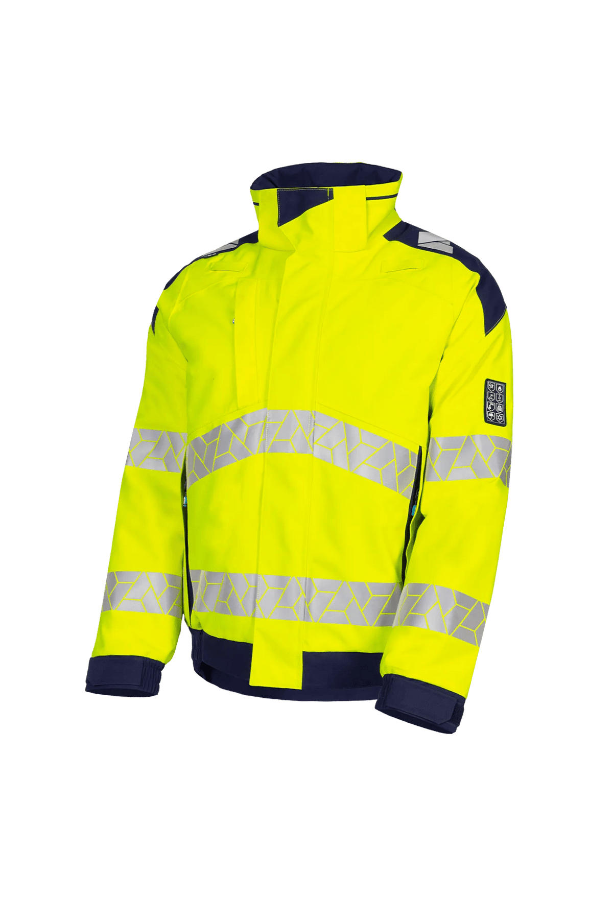 Sioen PRO Berlox in High-vis yellow/Navy blue, side view
