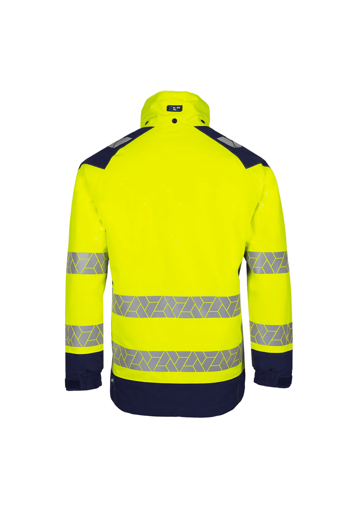 Sioen PRO Wemrox in High-vis yellow/Navy blue, back view
