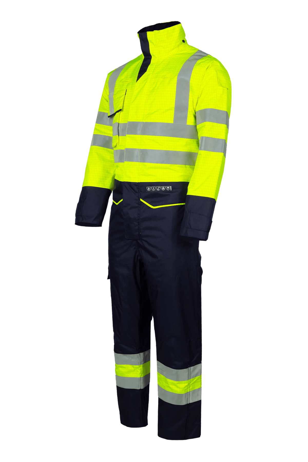 Sioen PRO Carret in High-vis yellow/Navy blue, side view