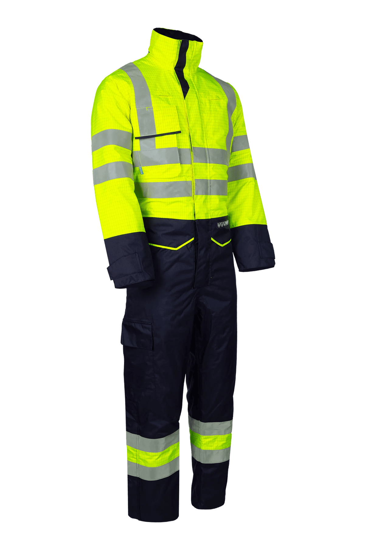Sioen PRO Carret in High-vis yellow/Navy blue, side view