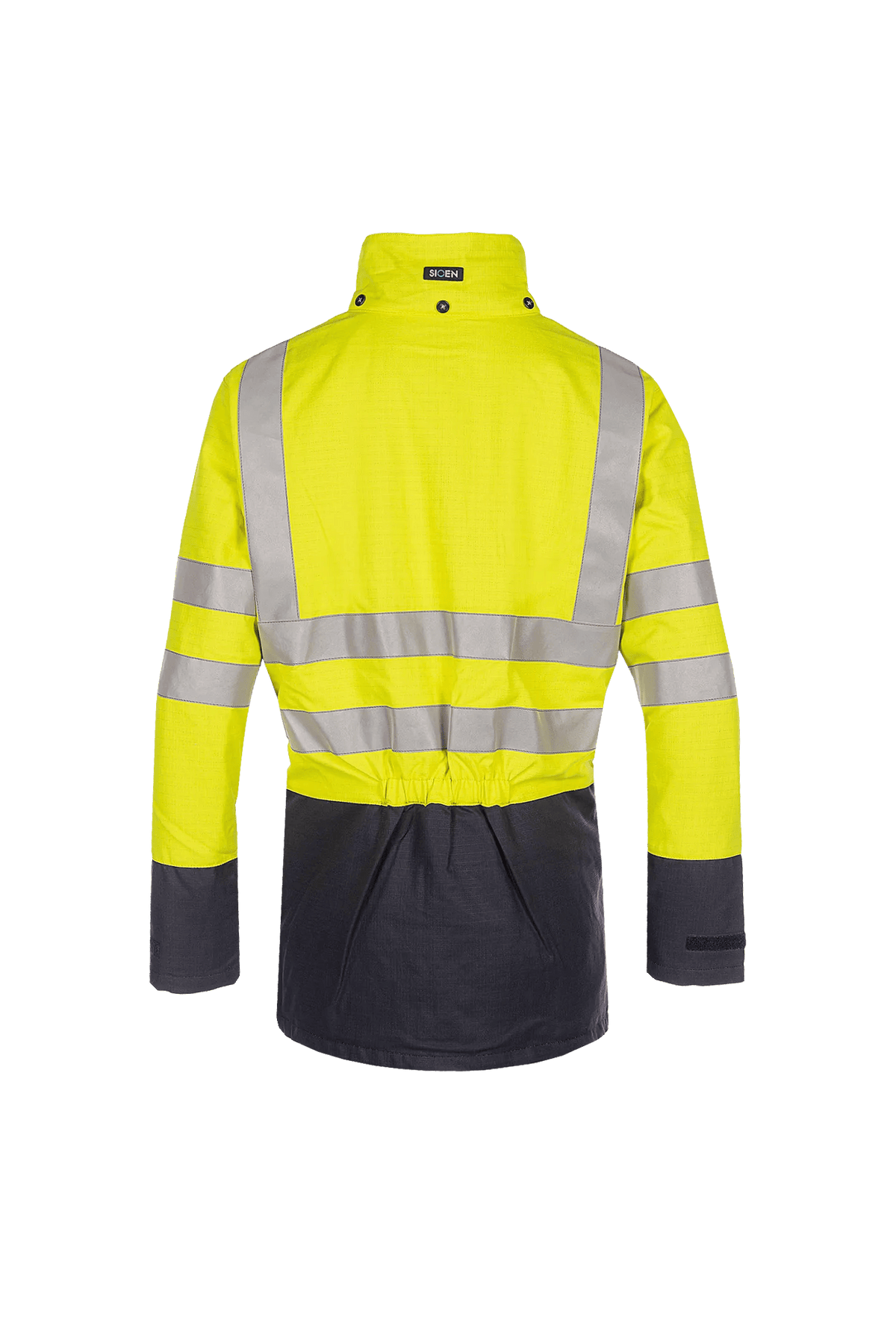 Sioen PRO Glacier in High-vis yellow/Navy blue, back view