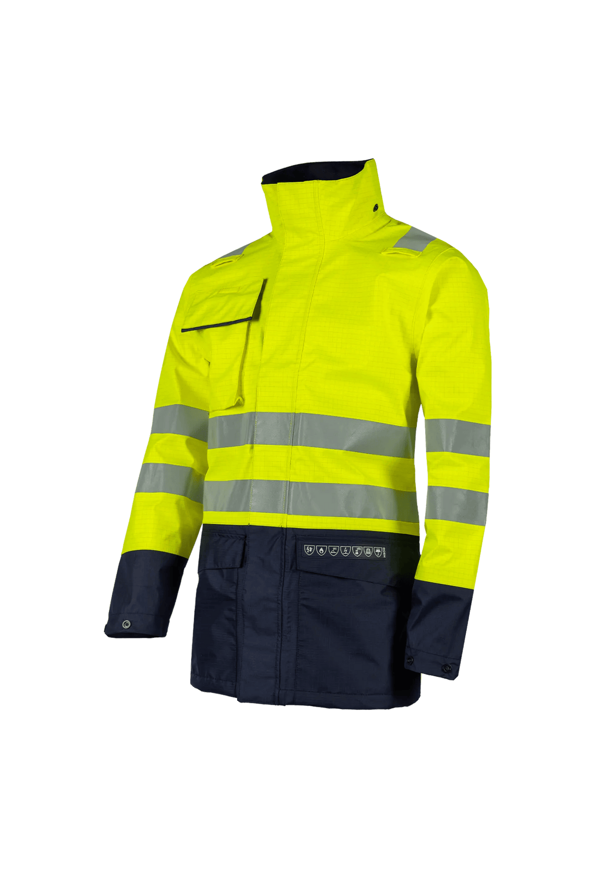Sioen PRO Kaldvik in High-vis yellow/Navy blue, side view