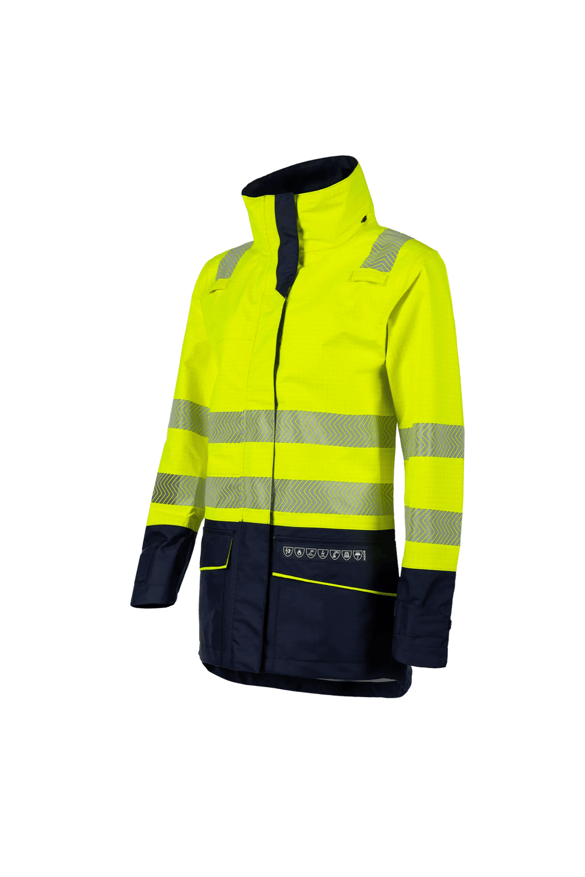 Sioen PRO Vaski in High-vis yellow/Navy blue, side view