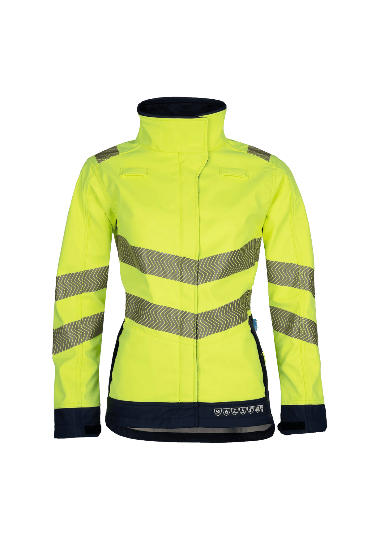 Sioen PRO Heika in High-vis yellow/Navy blue, front view