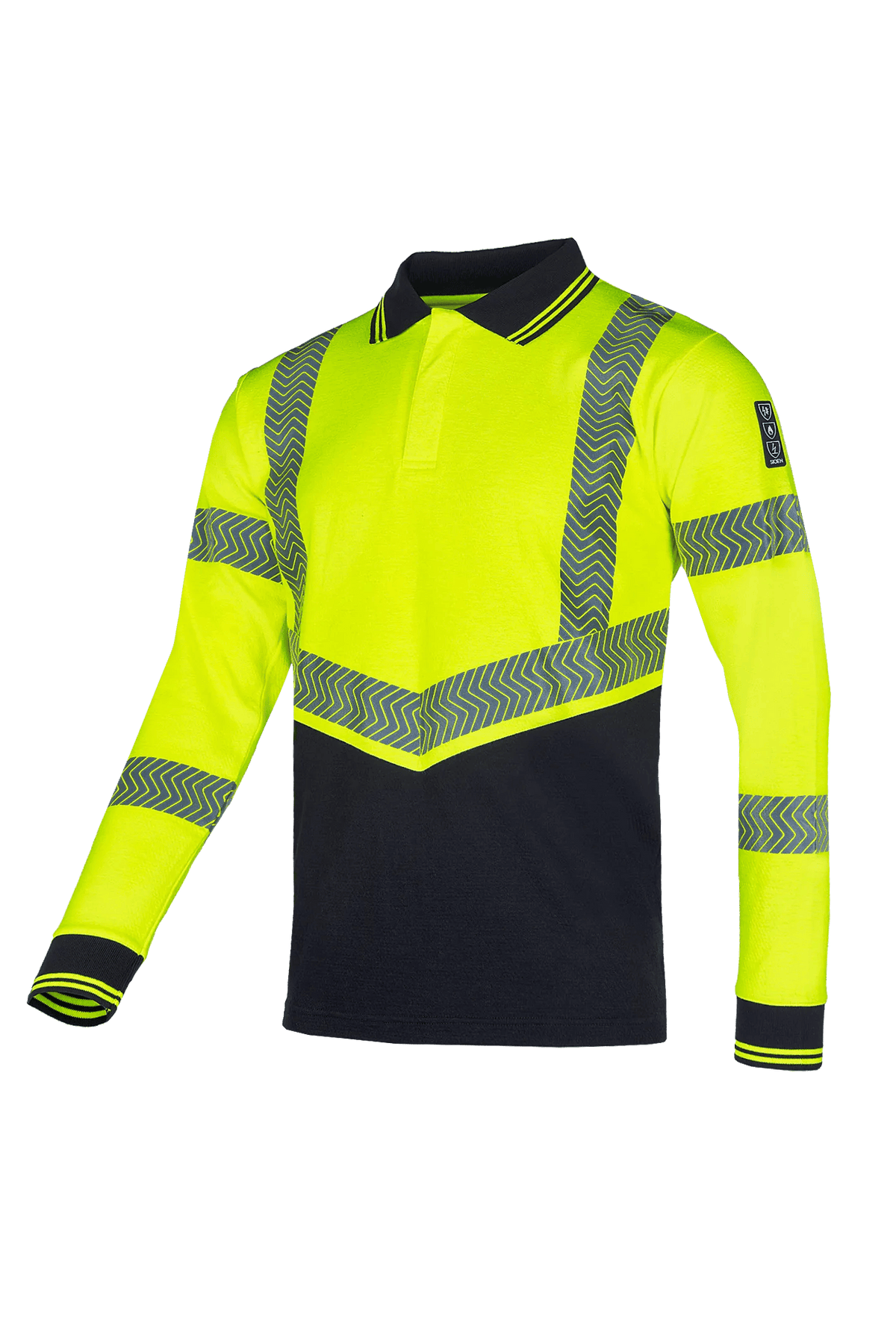 Sioen PRO Epsom in High-vis yellow/Navy blue, side view