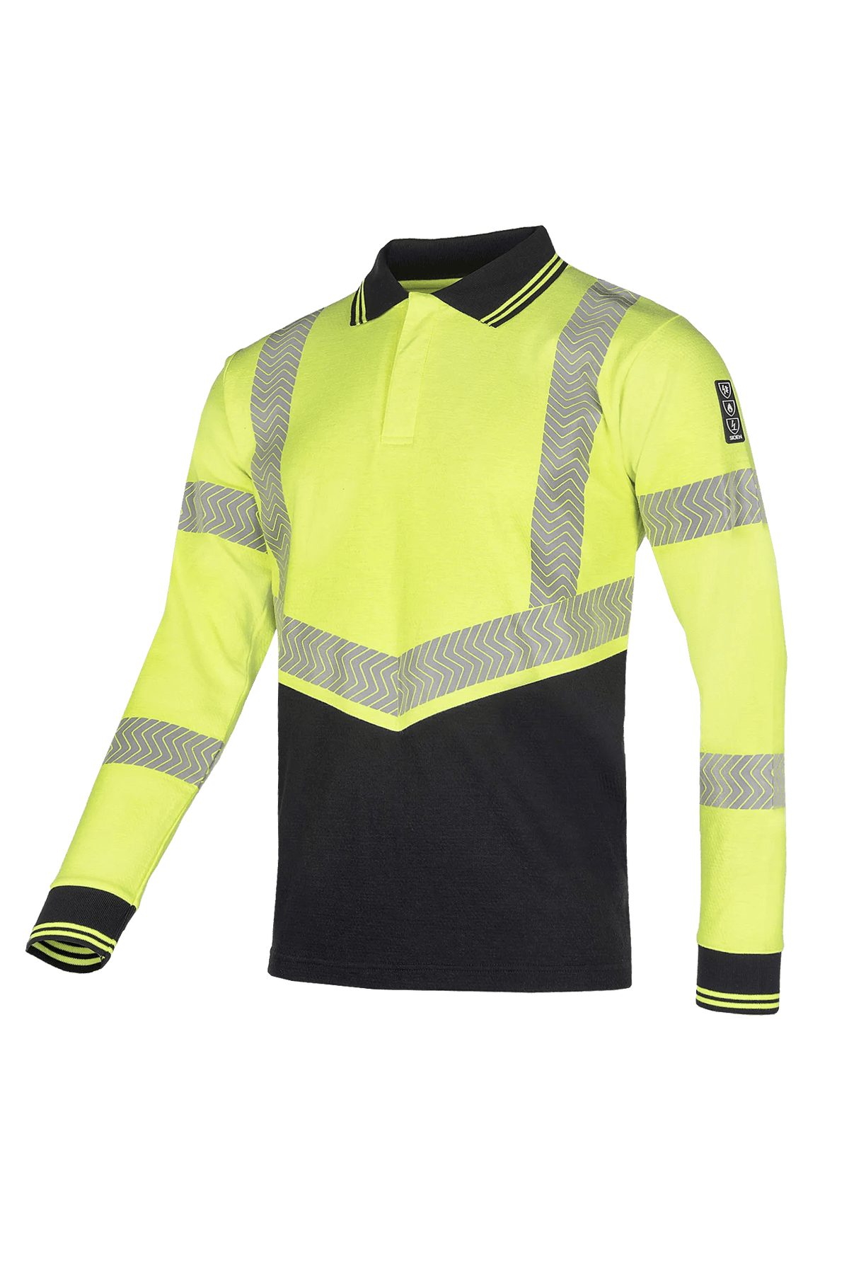 Sioen PRO Epsom in High-vis yellow/Navy blue, side view