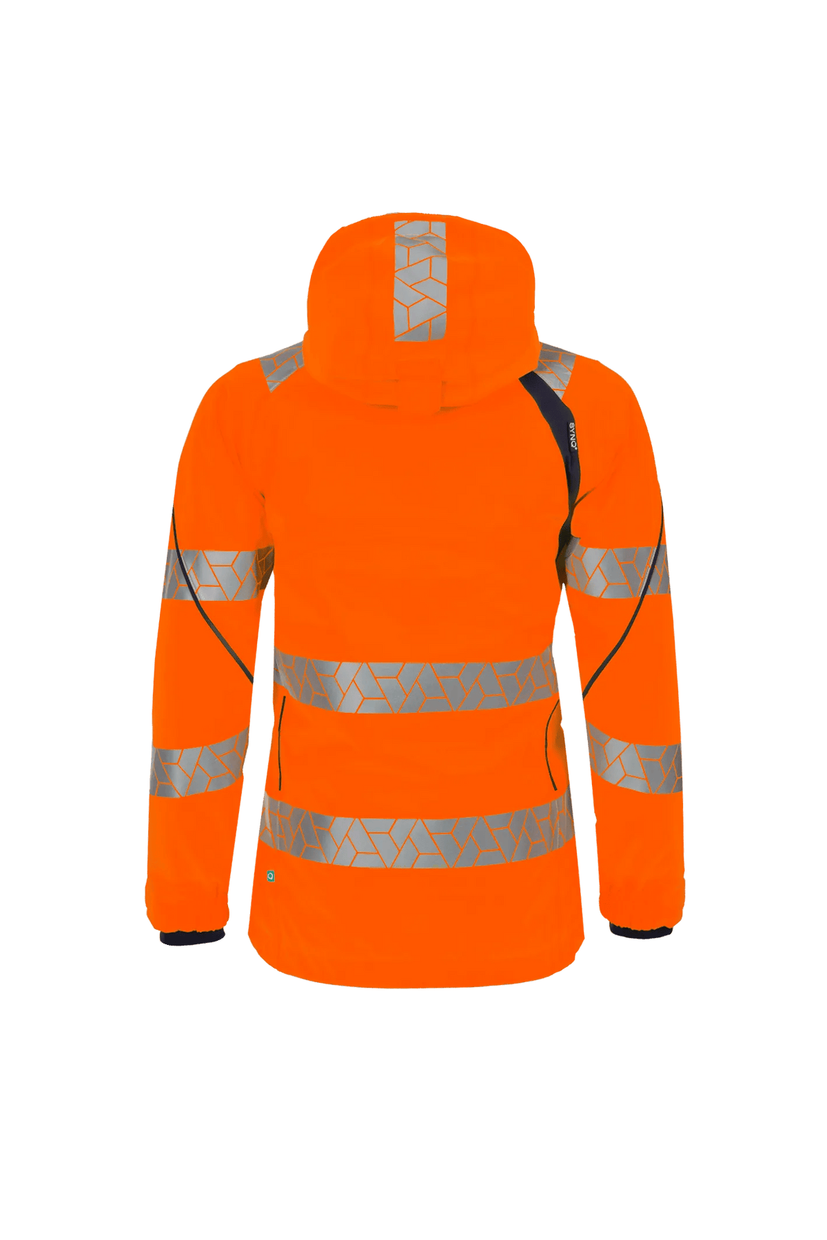 SYNQ Qrux Women in High-vis orange/Navy blue, back view