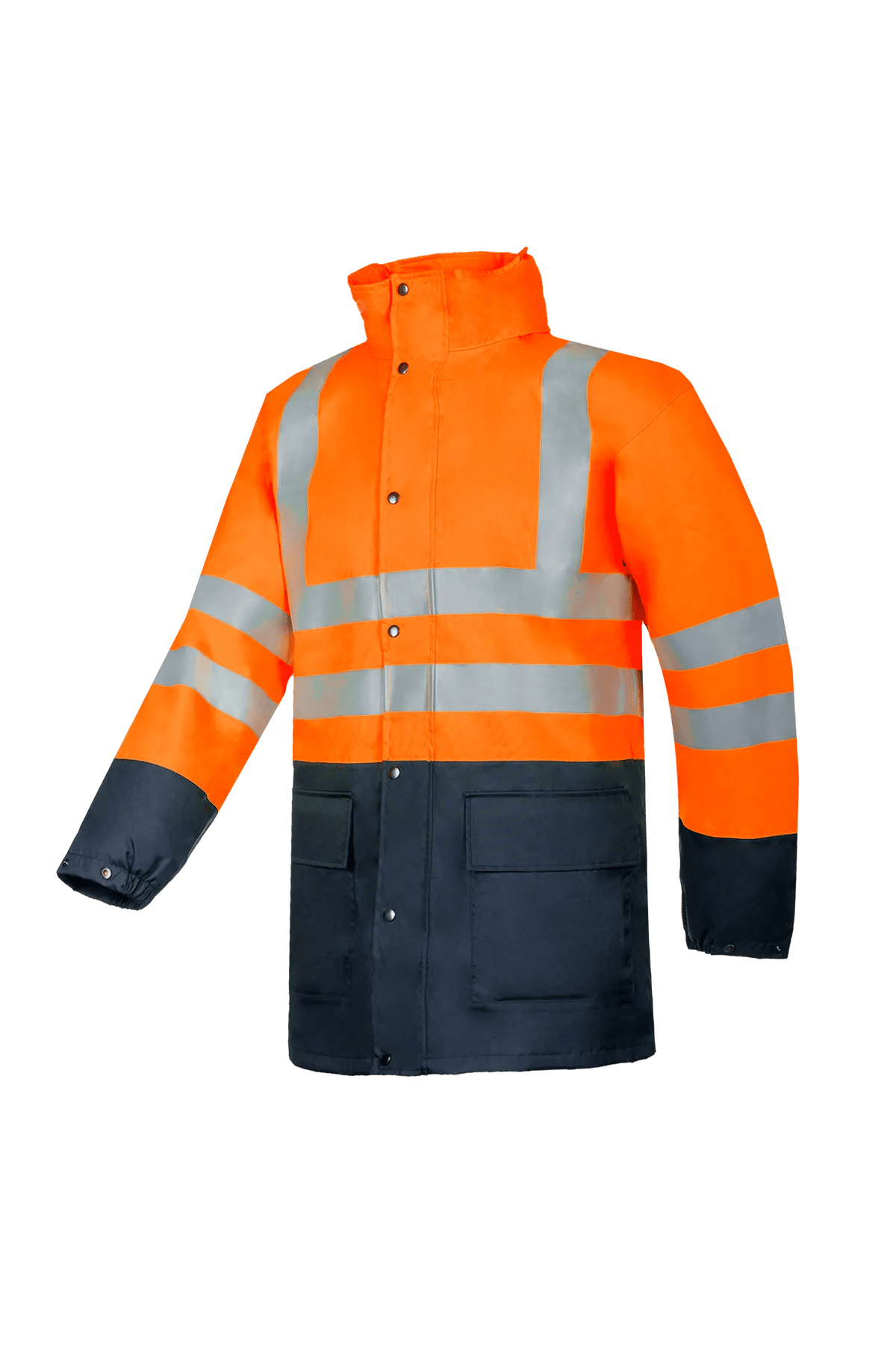 Sioen Belvill in High-vis orange/Navy blue, side view