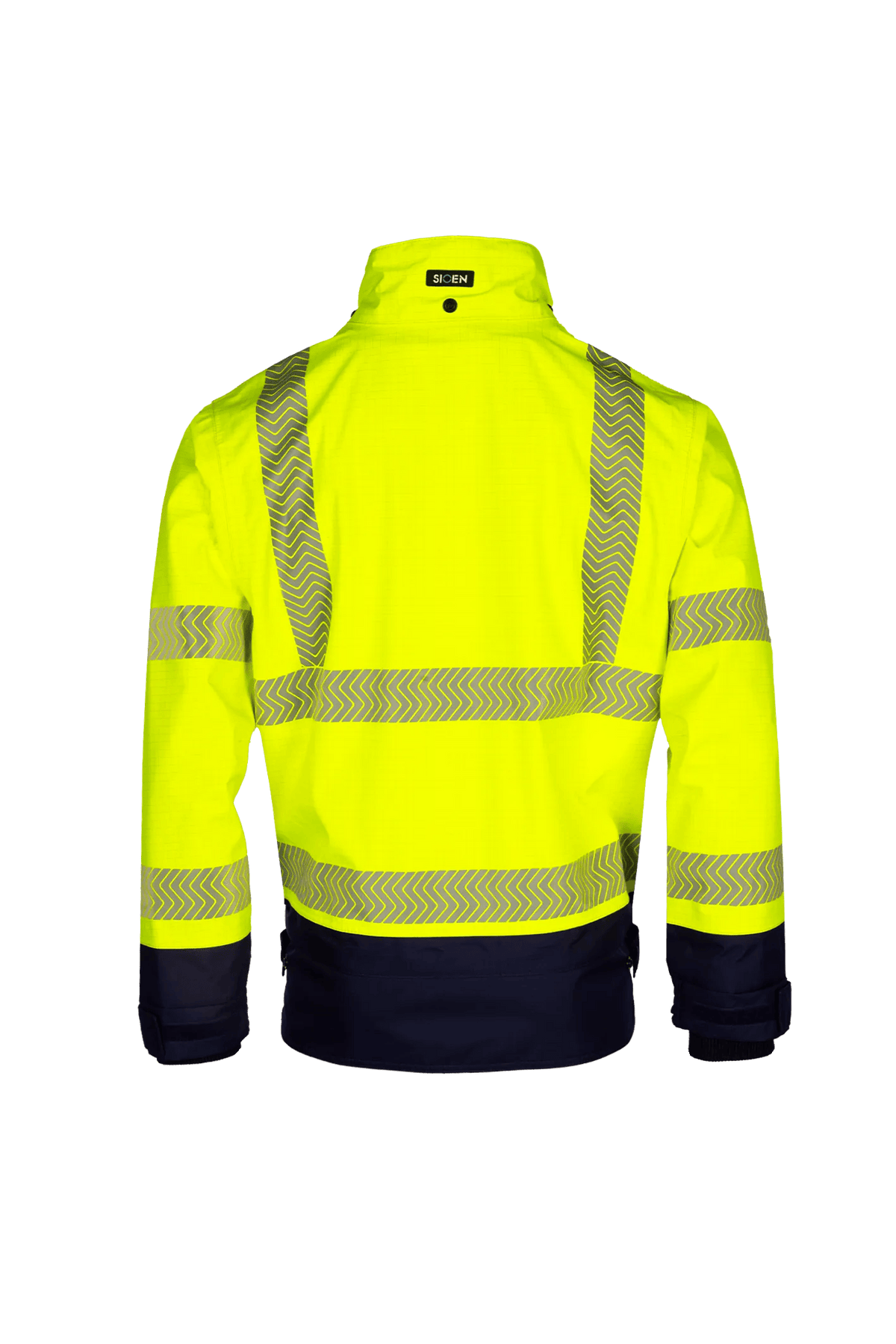 Sioen PRO Frovik in High-vis yellow/Navy blue, back view