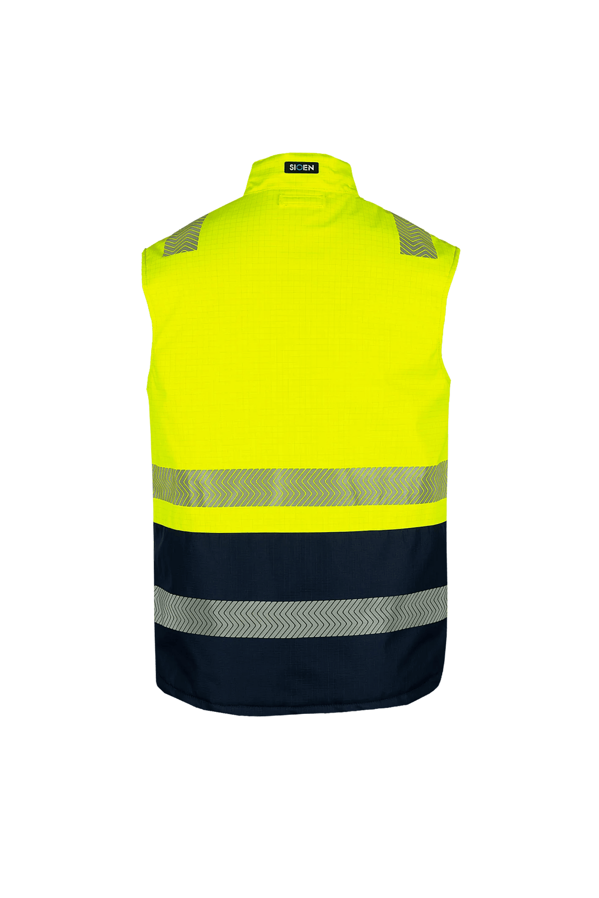 Sioen PRO Vikja in High-vis yellow/Navy blue, back view