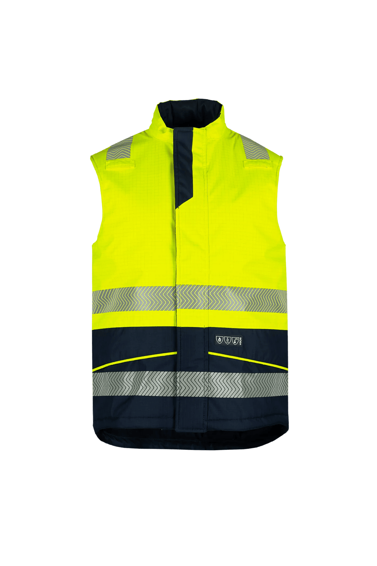 Sioen PRO Vikja in High-vis yellow/Navy blue, front view