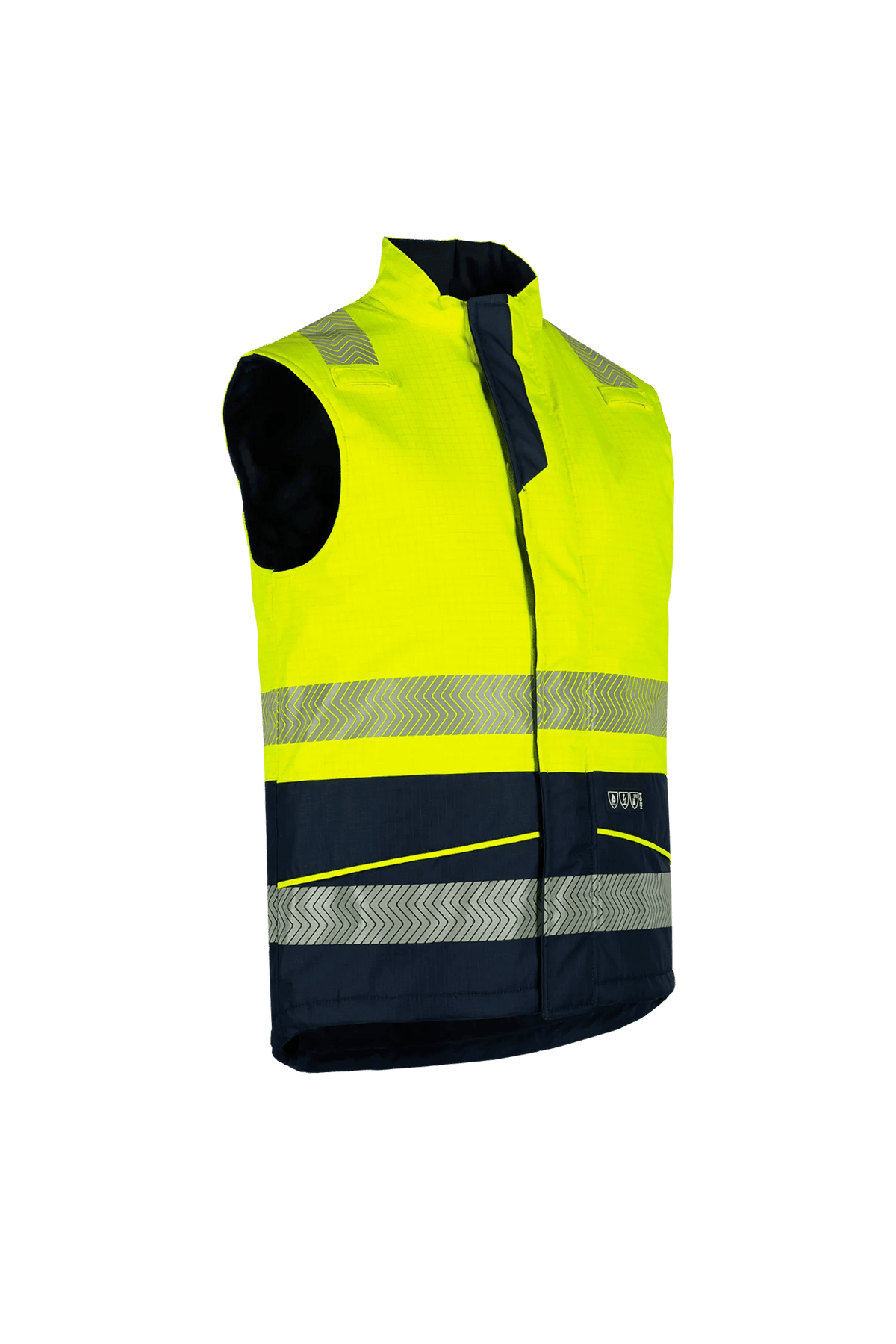 Sioen PRO Vikja in High-vis yellow/Navy blue, side view