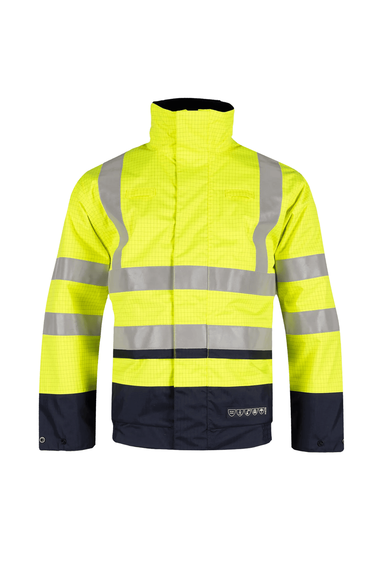 Sioen PRO Jibou in High-vis yellow/Navy blue, front view