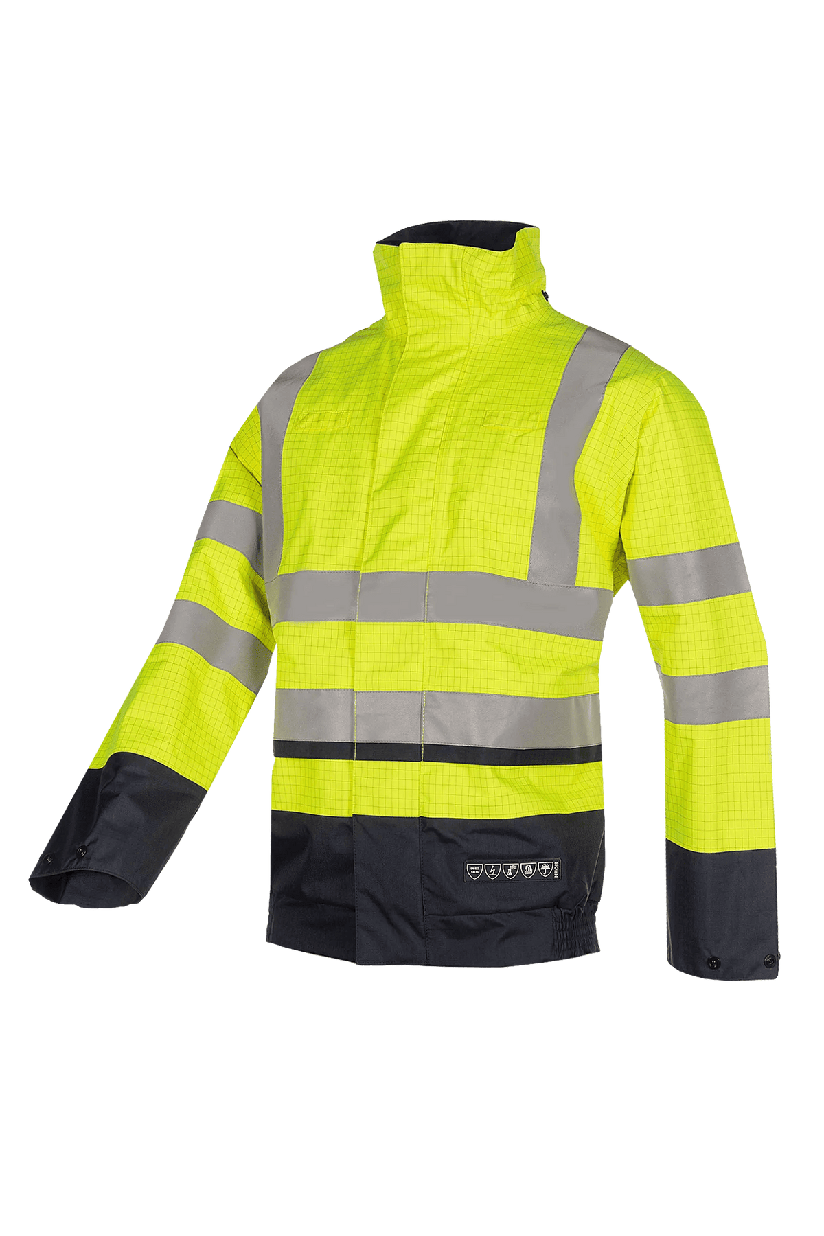 Sioen PRO Jibou in High-vis yellow/Navy blue, side view