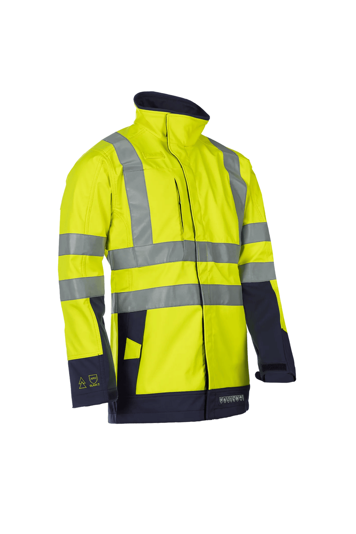 Sioen PRO Playford in High-vis yellow/Navy blue, side view
