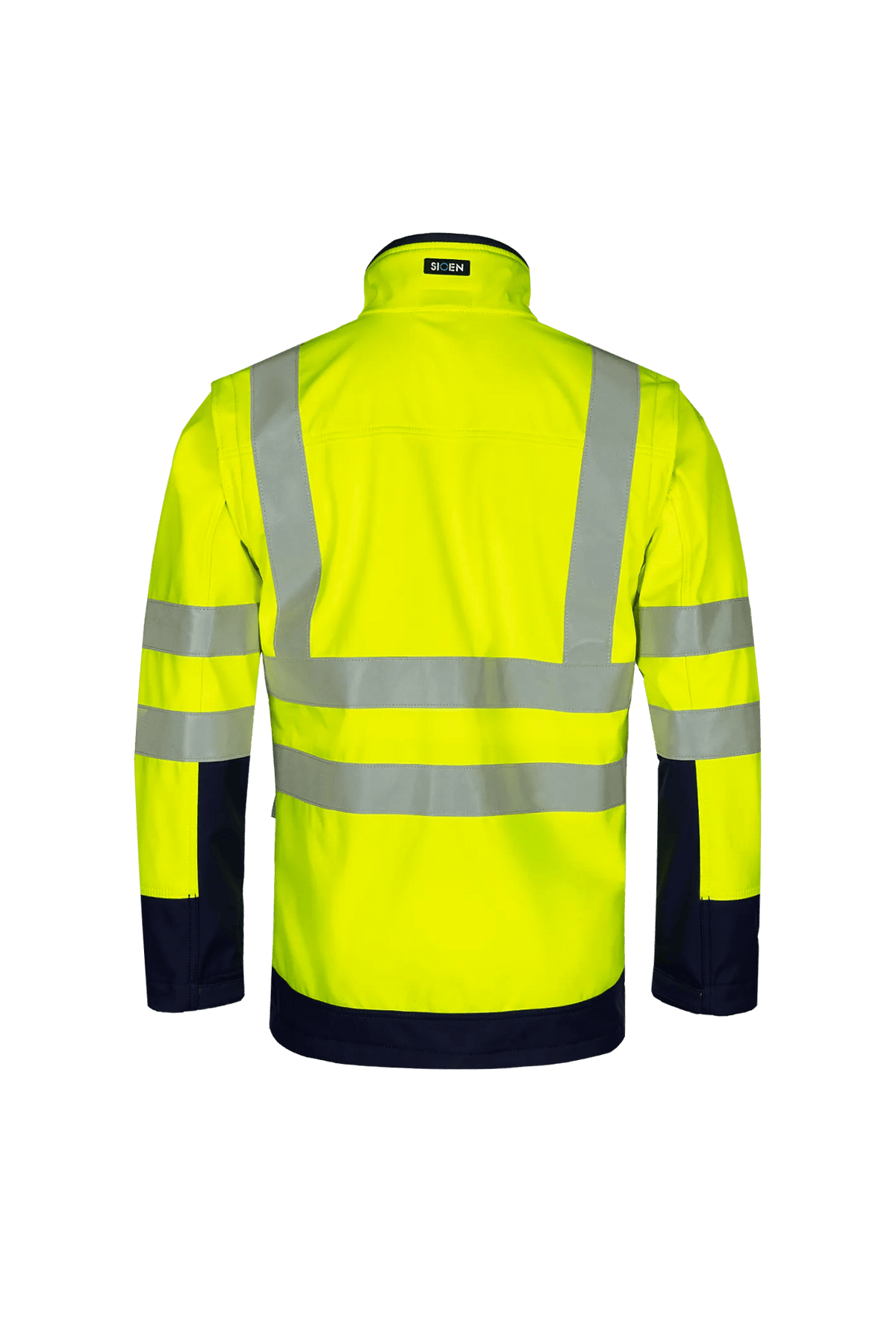 Sioen PRO Heatherton in High-vis yellow/Navy blue, back view