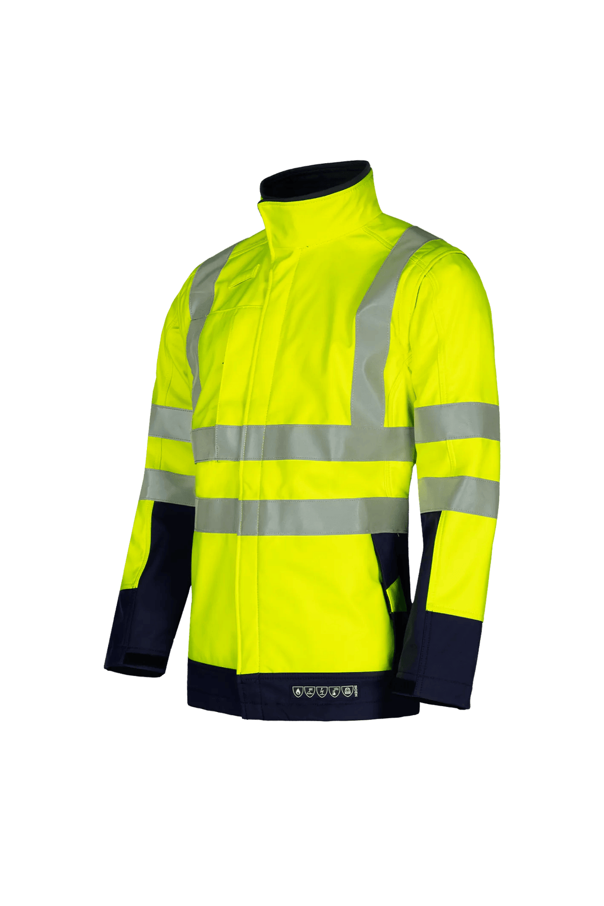 Sioen PRO Heatherton in High-vis yellow/Navy blue, side view