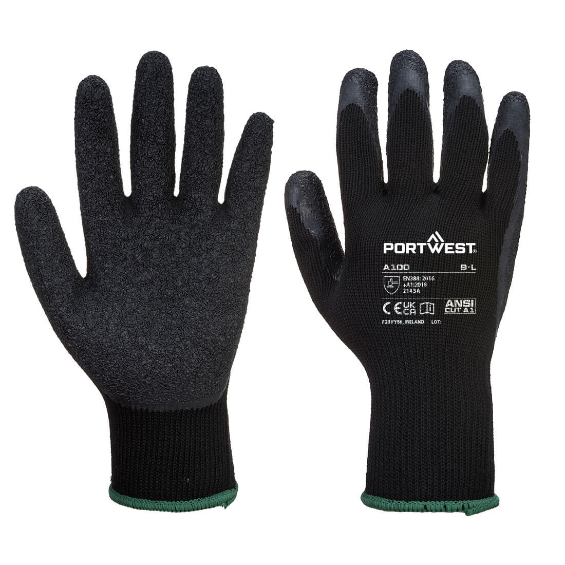 Portwest Grip 10 Latex Glove in Black, image 2