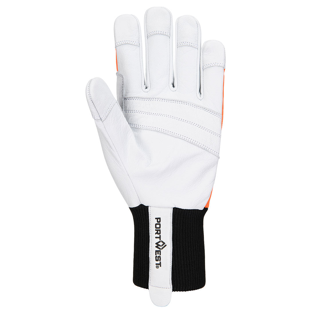 Portwest A291 Chainsaw 150 Goat Leather Glove Class 1 in Orange, back view