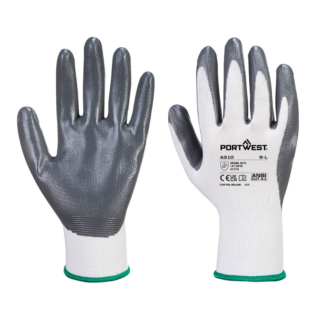 Uneek x5 Polo + x2 Hi-Vis Vest + Helmet + Gloves Pack - Portwest A310 Grip 13 Nitrile Glove front