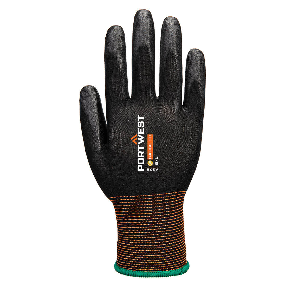 Portwest A372 GP Grip 18 PU Glove in Black, back view