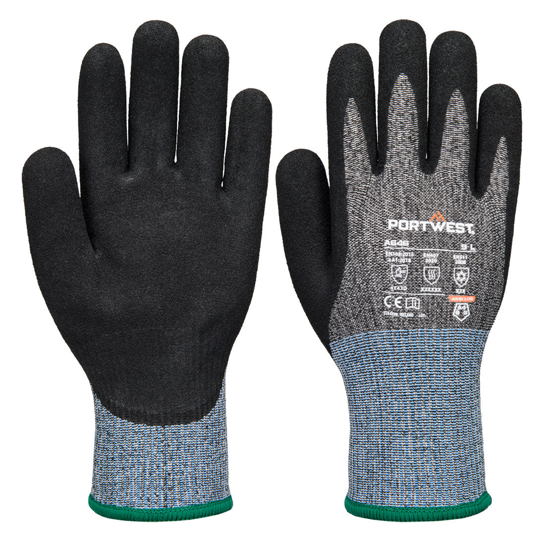 Portwest Cold D13 Nitrile Viz-Tex Cut Glove in Black, main product image