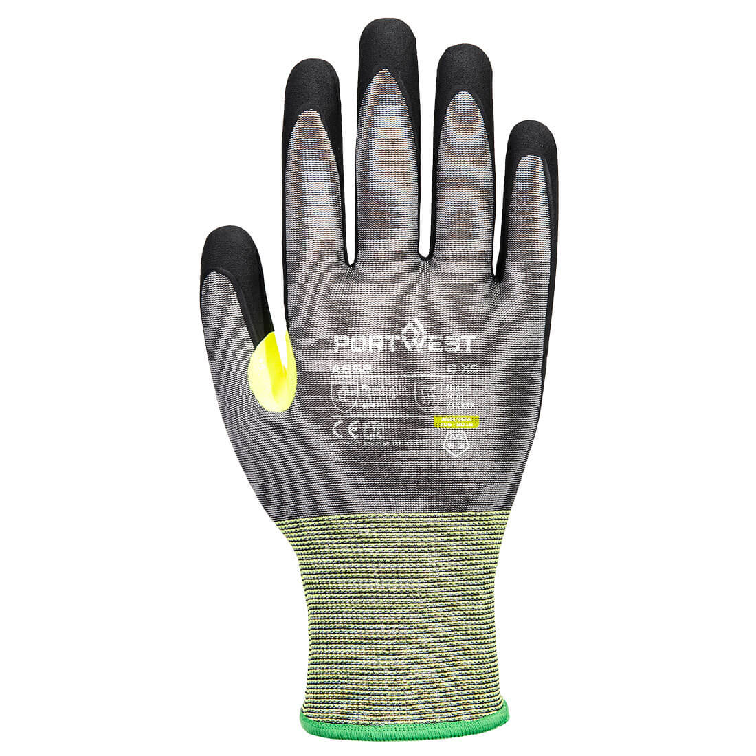 Portwest A652 CS Cut E21 Nitrile Glove in Grey/Black, back view