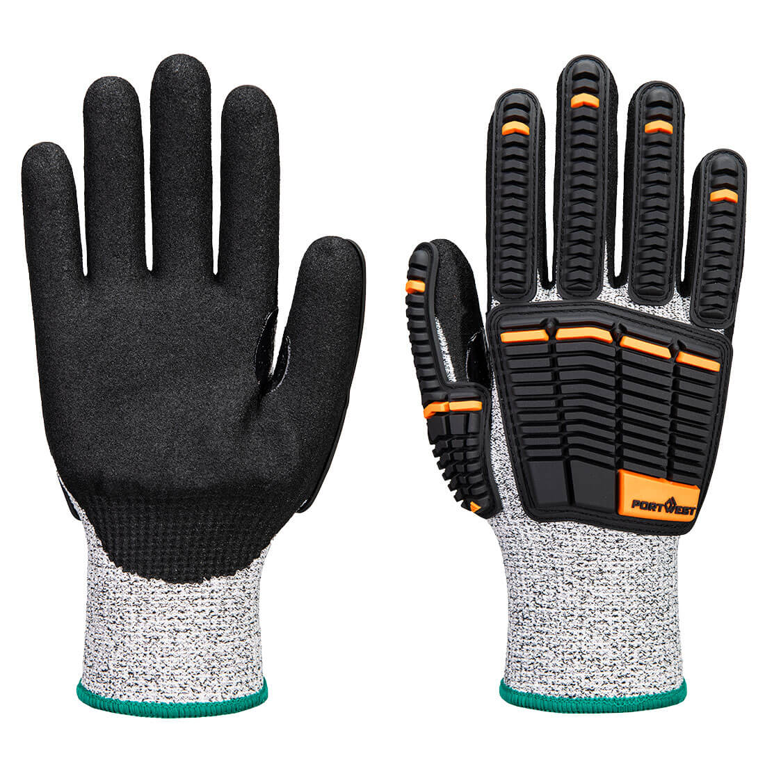 Portwest Impact C13 Nitrile Foam Glove in Grey/Black, main product image