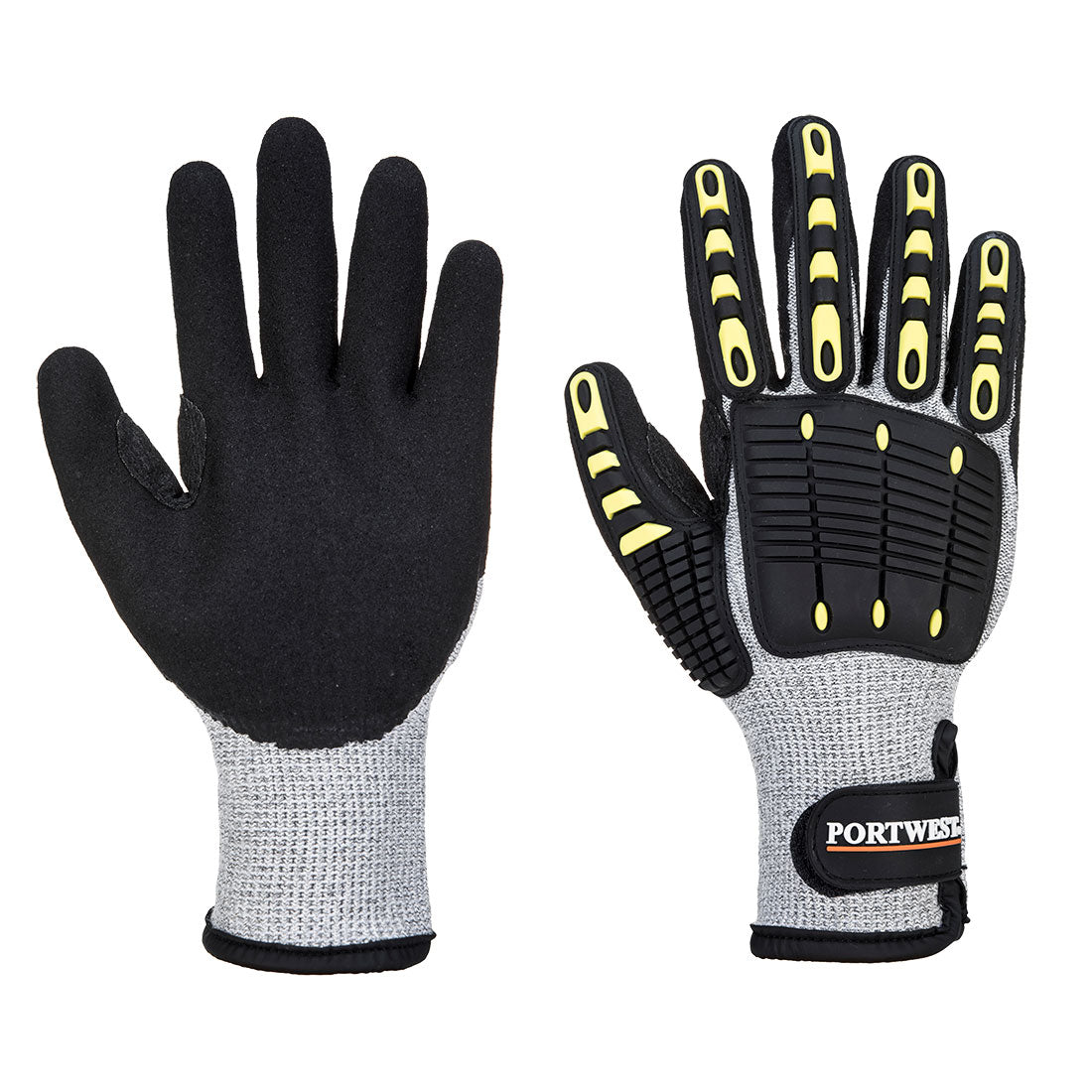 Portwest Impact C13 Nitrile Foam Reinforced Palm Thermal Glove in Grey/Black, main product image