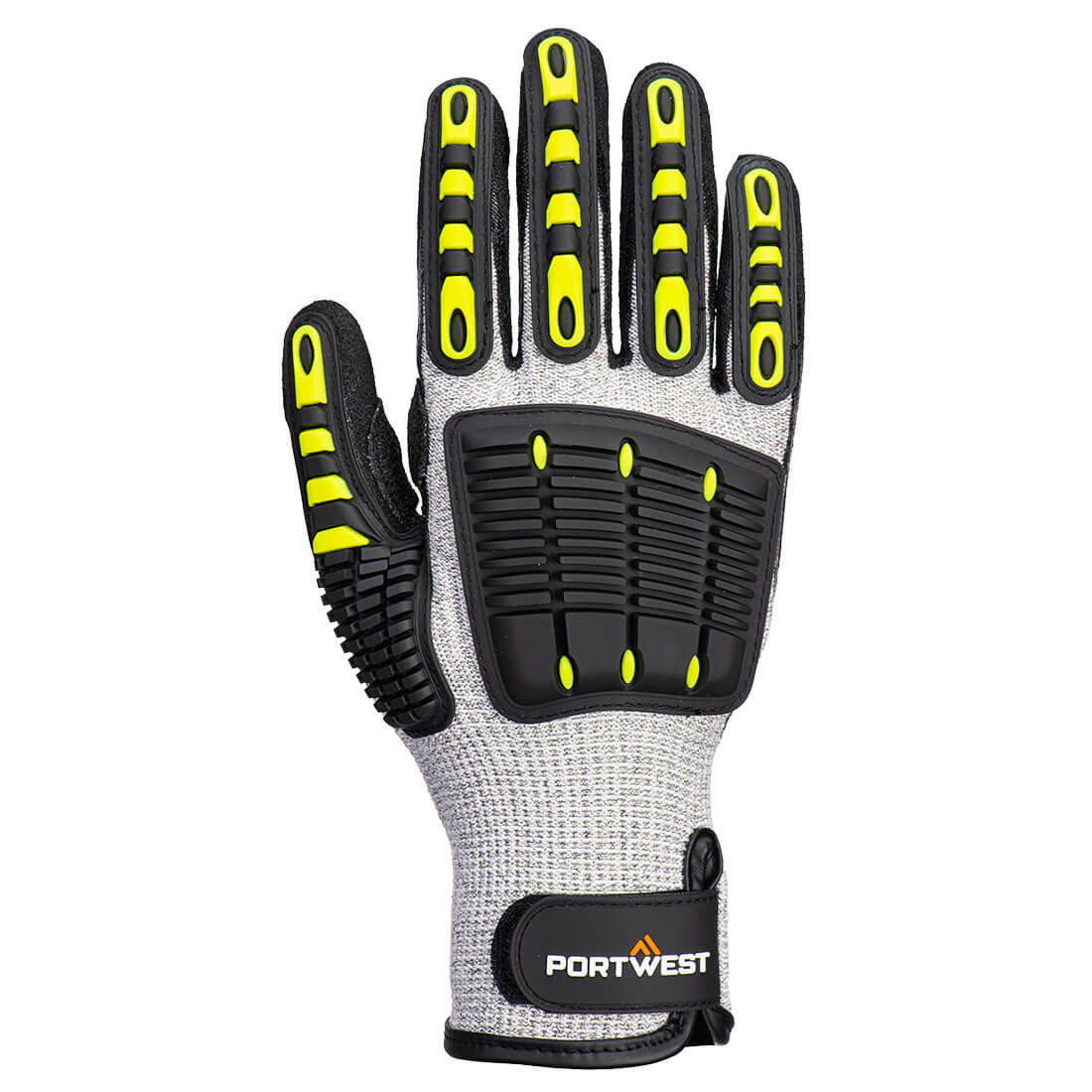 Portwest A729 Impact C13 Nitrile Foam Reinforced Palm Thermal Glove in Grey/Black, back view