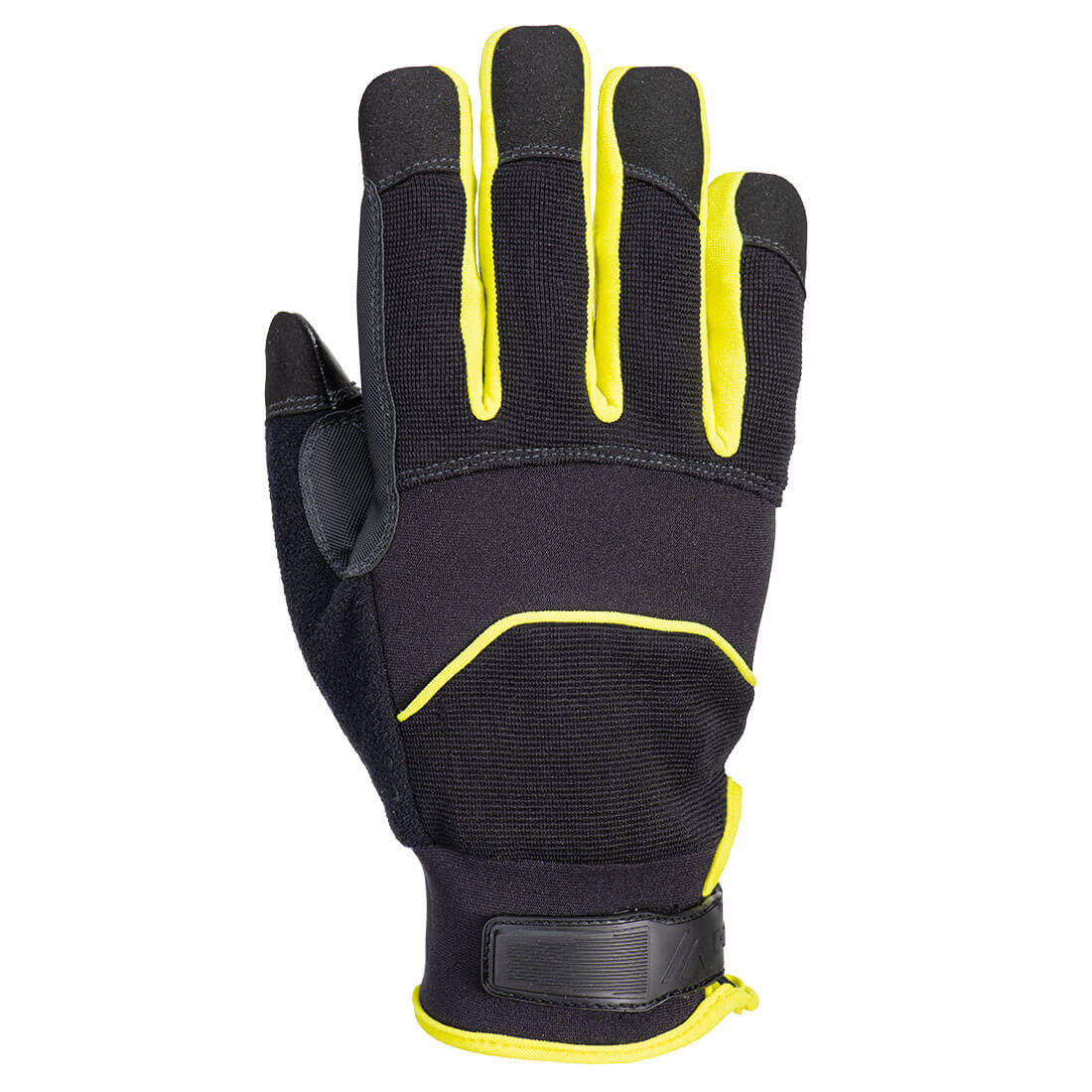 Portwest A792 Needle Resistant F350 Mechanical Glove in Black/Yellow, back view