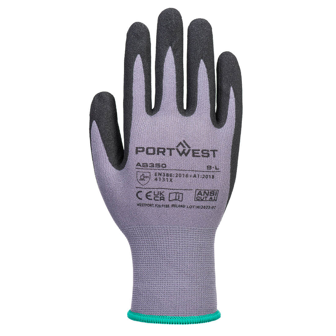 Portwest AB350 Grip 15 Nitrile Sandy Essential Multipack (Pk12) in Grey/Black, back view