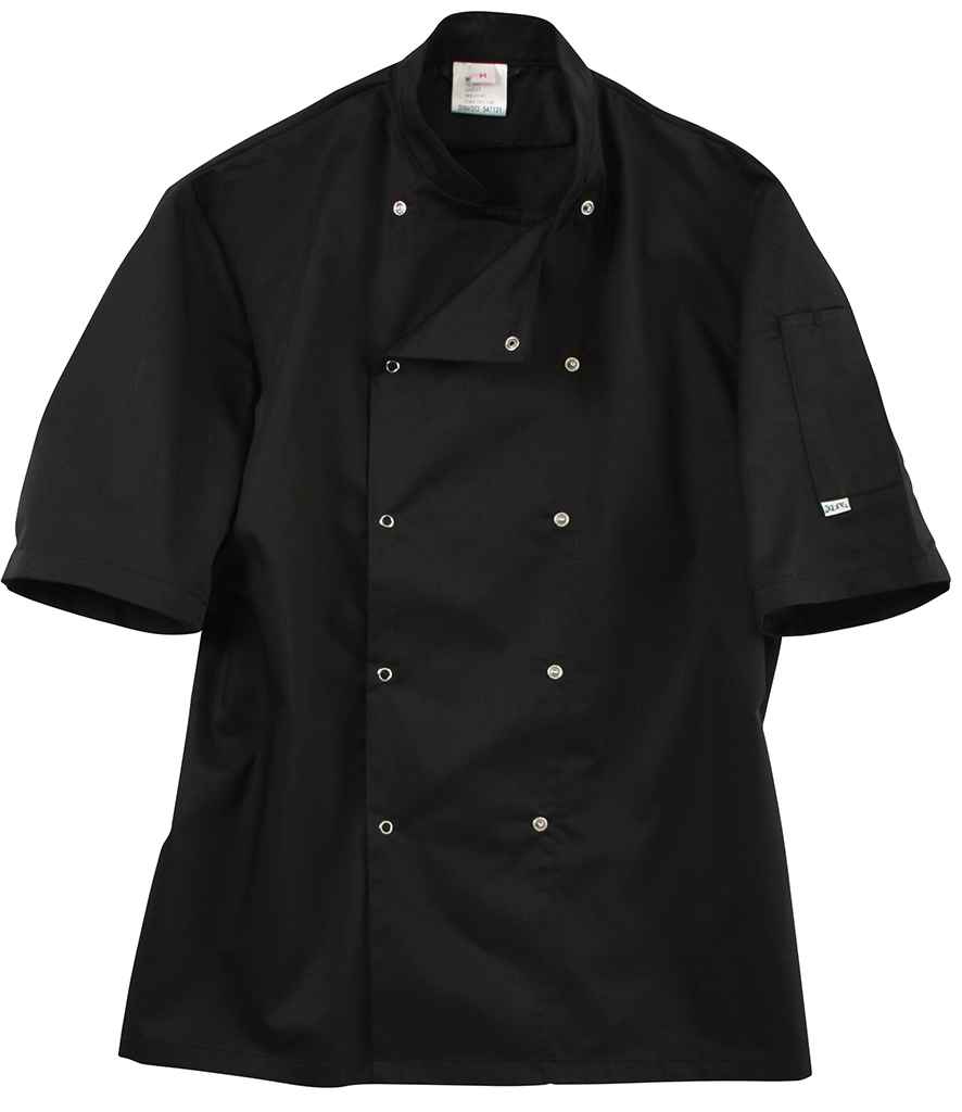 ADC Short Sleeve Coolmax Chef's Jacket in Black, front view