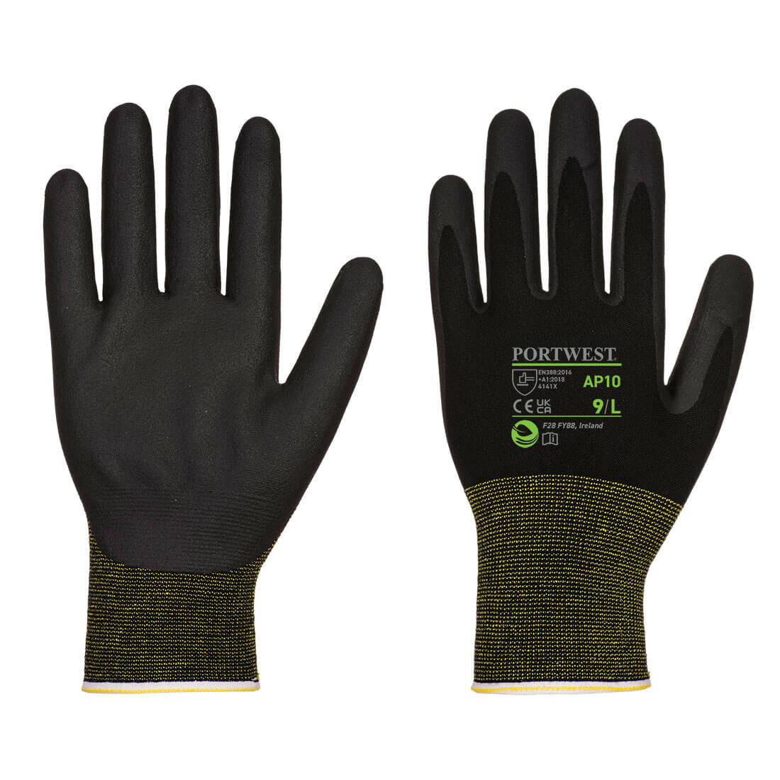 Portwest Grip 15 Foam Nitrile Bamboo Glove in Black, main product image