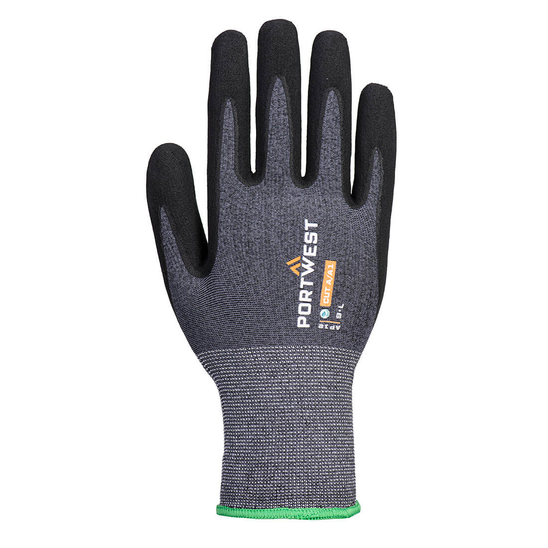 Portwest AP12 SG Grip 15 Eco Nitrile Glove (Pk12) in Grey/Black, back view
