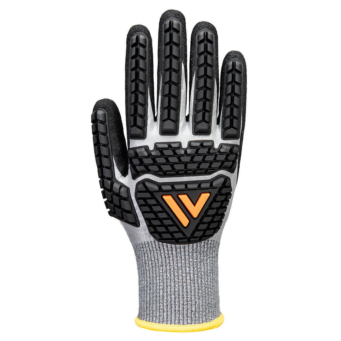 Portwest AP54 Impact F13 Nitrile Foam TPR Waterproof Glove in Grey/Black, back view