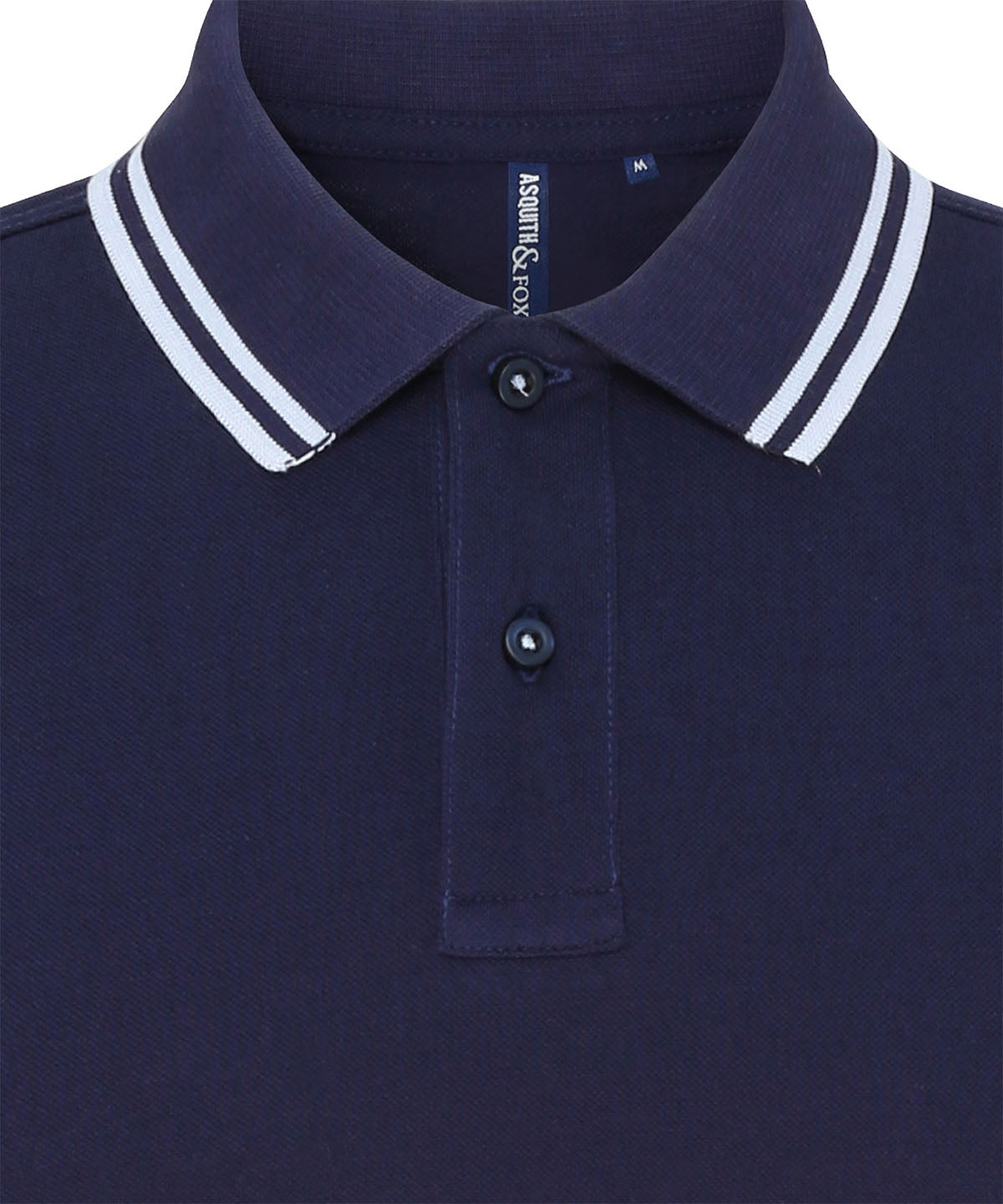 Asquith & Fox Women's classic fit tipped polo in Navy/White, front view