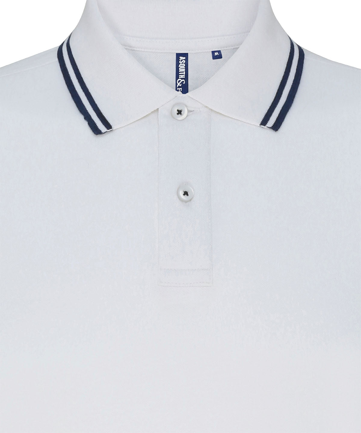 Asquith & Fox Women's classic fit tipped polo in White/Navy, front view