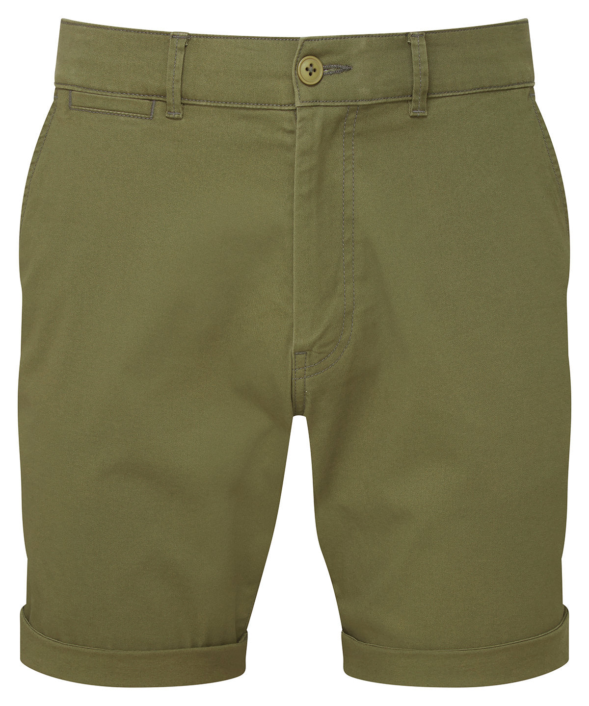 Asquith & Fox Men’s ultimate chino shorts in Olive, front view