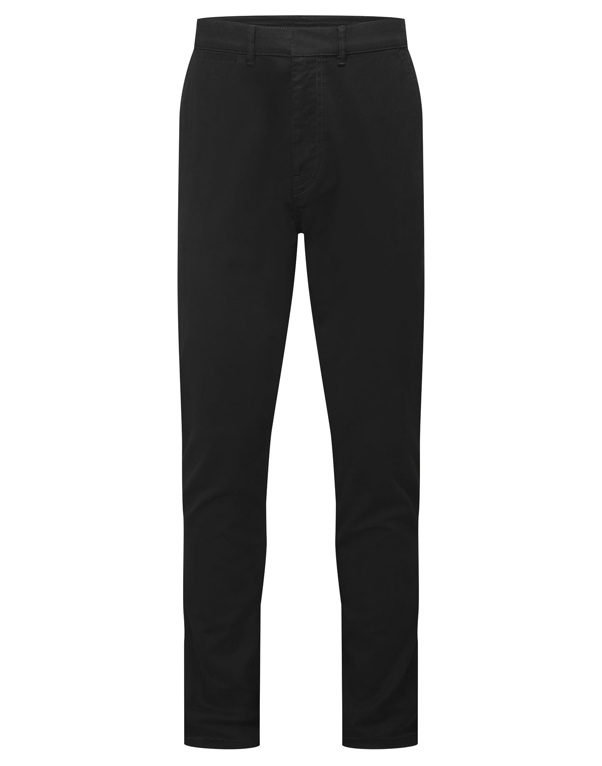 Asquith & Fox Men’s ultimate chinos in Stay Black, front view