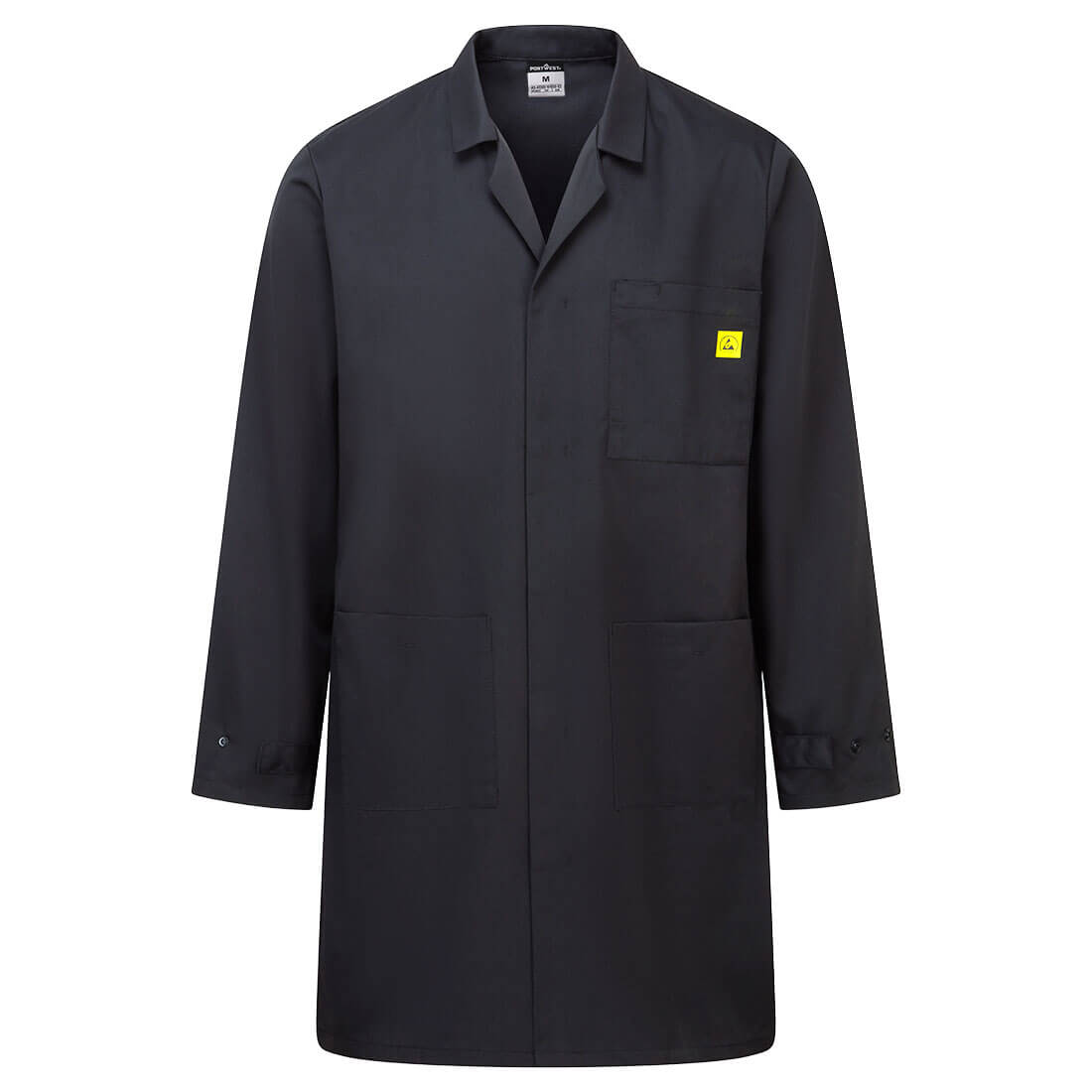 Portwest Anti-Static ESD Coat in Black, main product image
