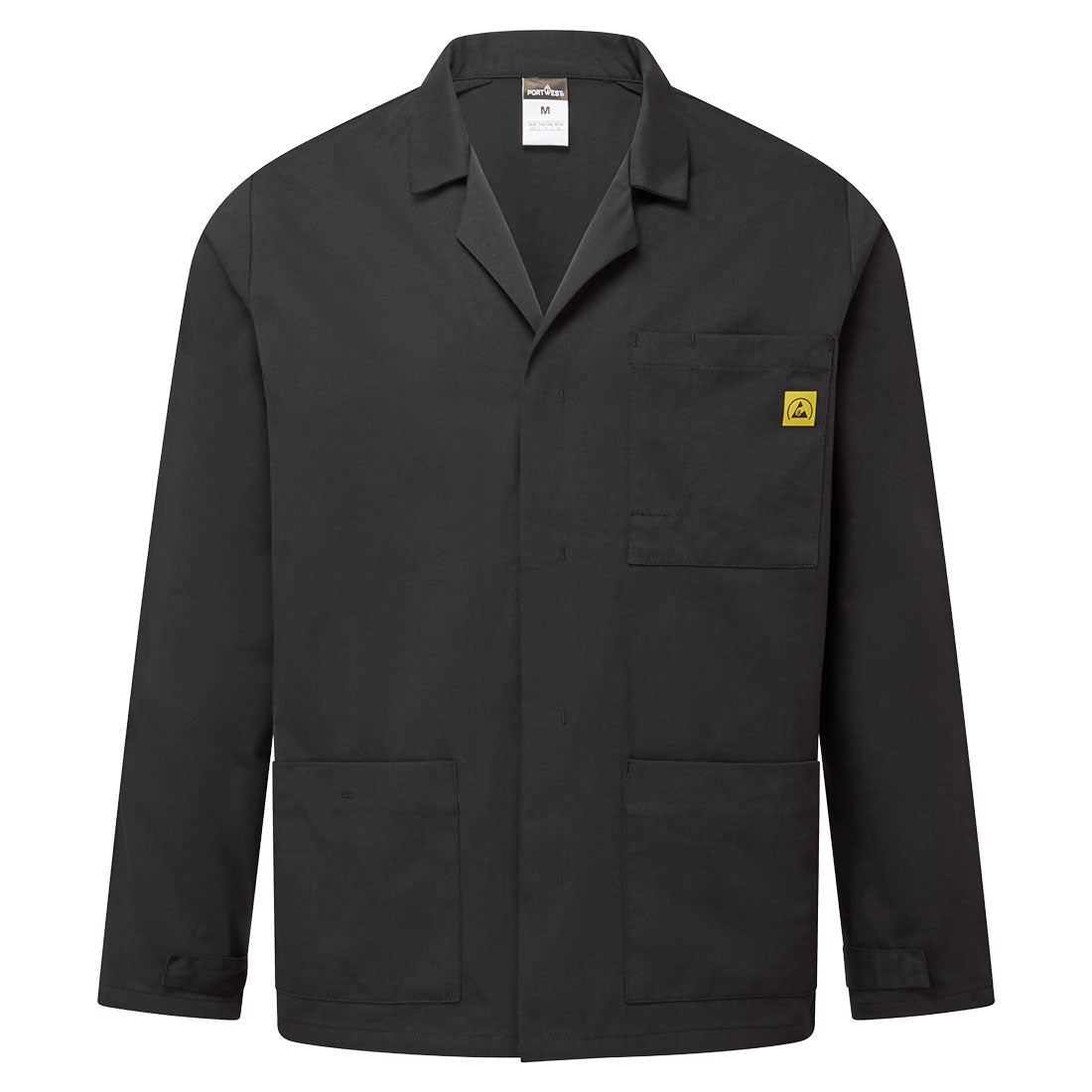 Portwest Anti-Static ESD Lab Jacket in Black, main product image