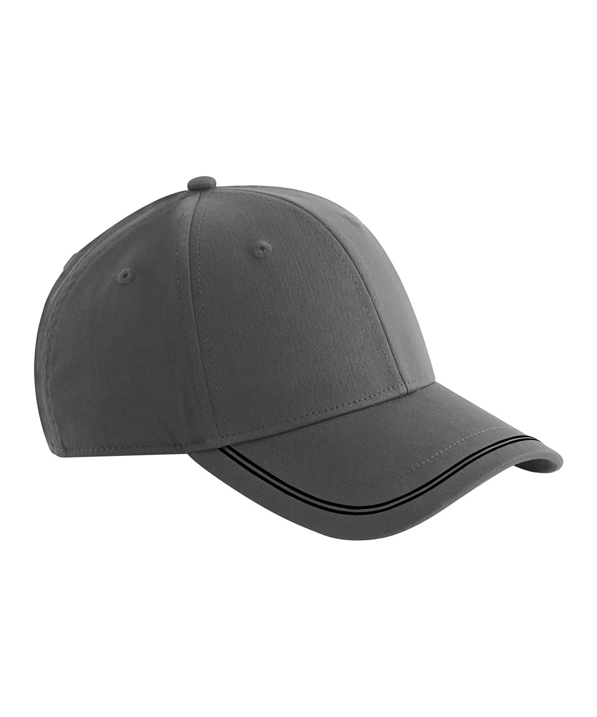 Beechfield Match day cap in Gunmetal Grey/Black, front view