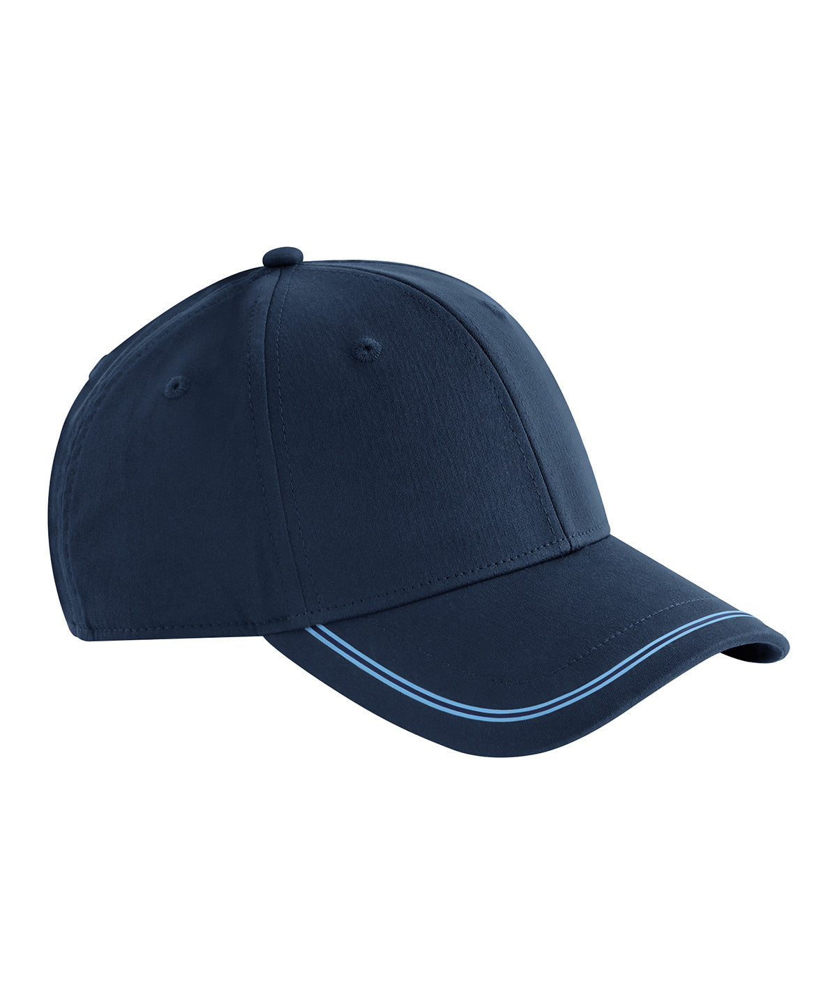 Beechfield Match day cap in Navy/Sky, front view
