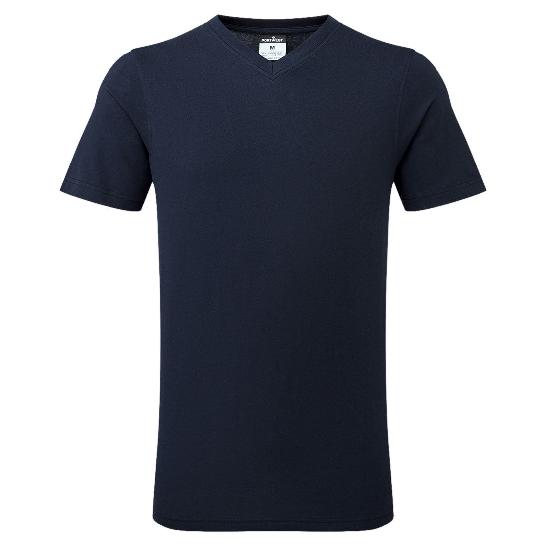 Portwest V-Neck Cotton T-Shirt S/S in Navy, image 2