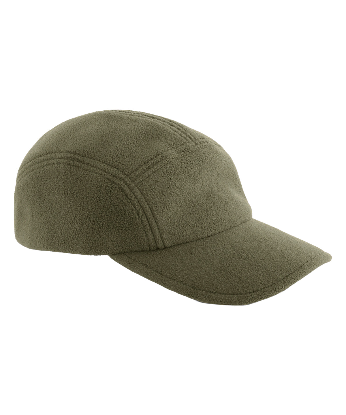 Beechfield Recycled fleece 5-panel cap in Olive Green, front view