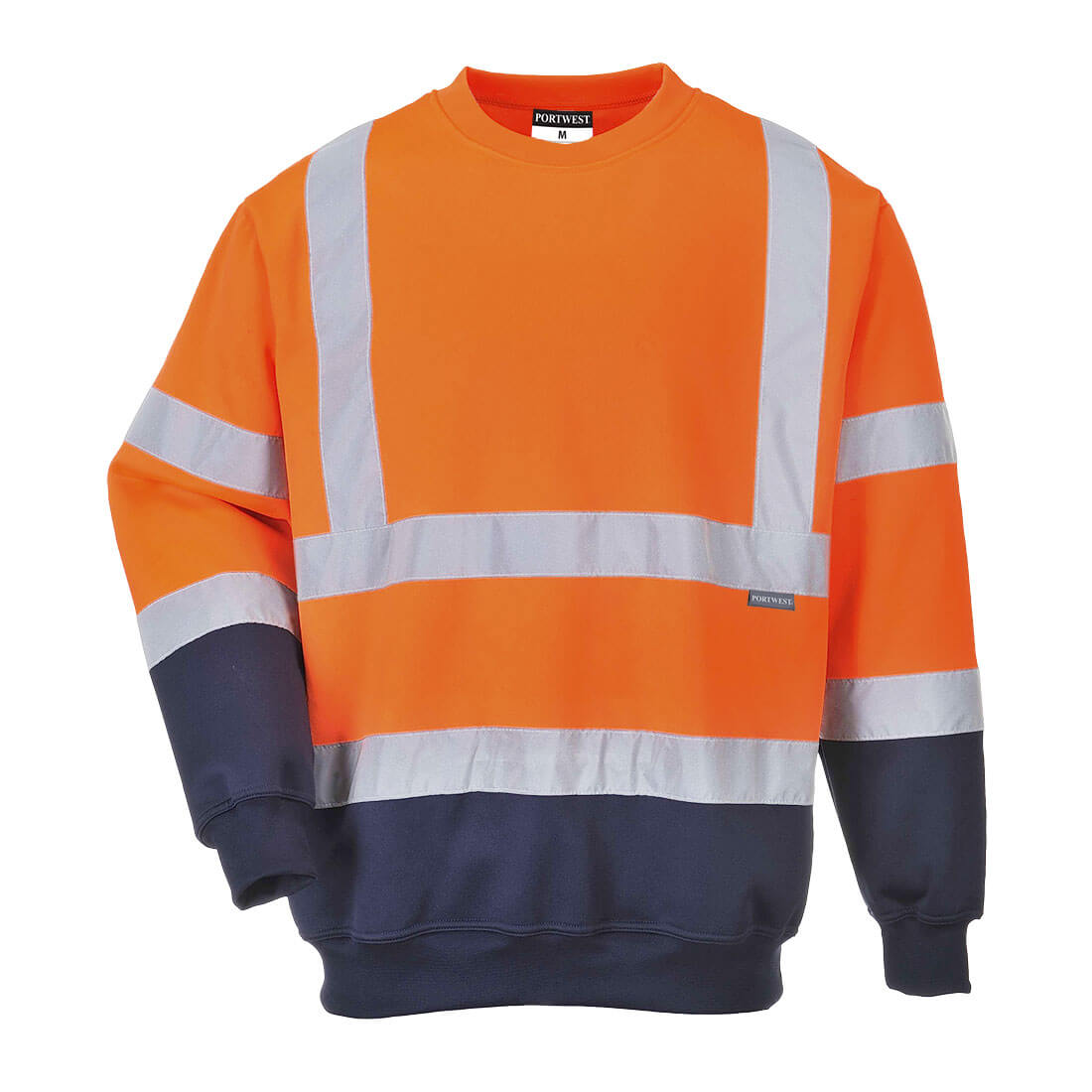 Portwest Hi-Vis Contrast Sweatshirt in Orange/Navy, main product image