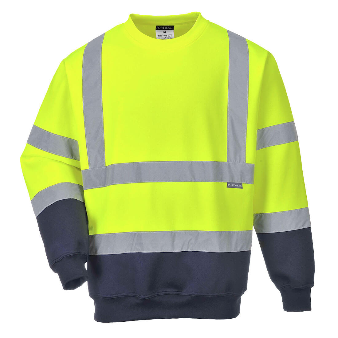 Portwest Hi-Vis Contrast Sweatshirt in Yellow/Navy, image 2